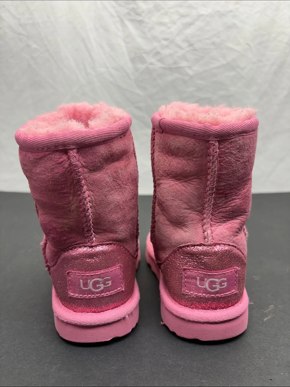Ugg Kids Pink Suede Winter Boots - Plush Lining, SZ 8 toddler girl, box 43